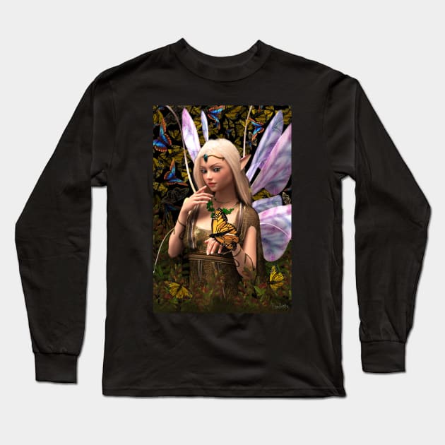 Fairy princess and butterfly fantasy artwork Long Sleeve T-Shirt by Fantasyart123
